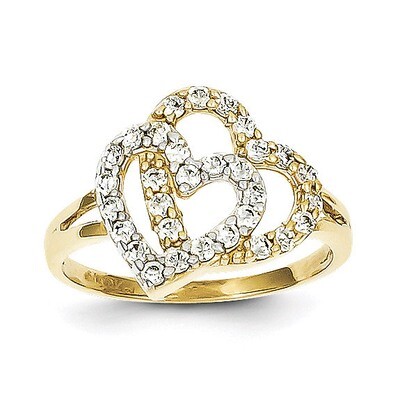 Double Heart Ring 10K Gold &amp; Rhodium 10C1247, MPN: 10C1247, 886774021102