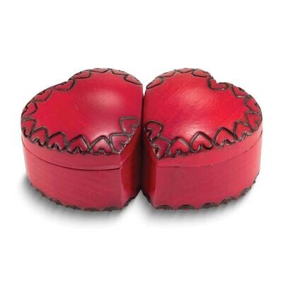 Red Double Heart Carved and Painted Wooden Keepsake Boxes GM25151, MPN: GM25151,