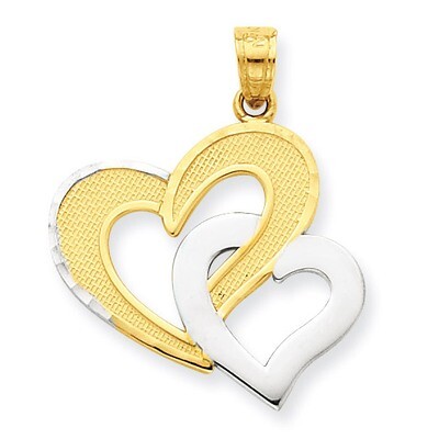 Double Heart Pendant 10K Gold &amp; Rhodium 10C934, MPN: 10C934, 886774022178
