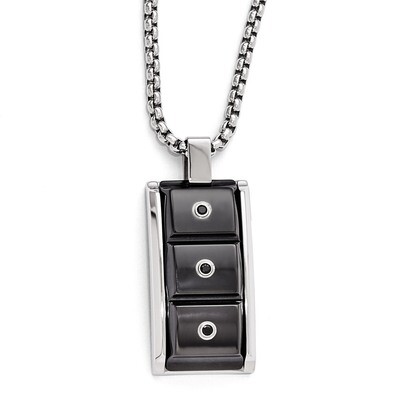 Edward Mirell Black Titanium &amp; Black Spinel with Sterling Silver Bezel Pendant Necklace EMN138-20 b…
