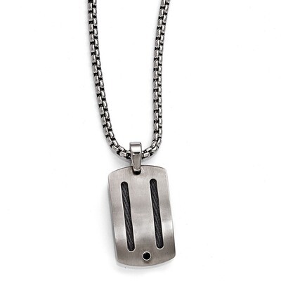 Edward Mirell Titanium Black Cable &amp; BlackSpinel with Argentium Sterling Silver Bezel Necklace EMN1…