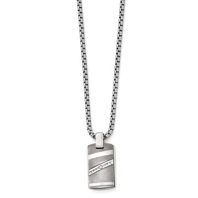 Edward Mirell Titanium .17 ct. Diamond with Sterling Silver Bezel Pendant Necklace EMN141-20 by Edw…