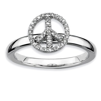 Peace Symbol Diamond Ring - Sterling Silver QSK335, MPN: QSK335, 883957280820