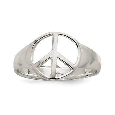 Peace Sign Ring Sterling Silver QR2653-7, MPN: QR2653, 883957462547
