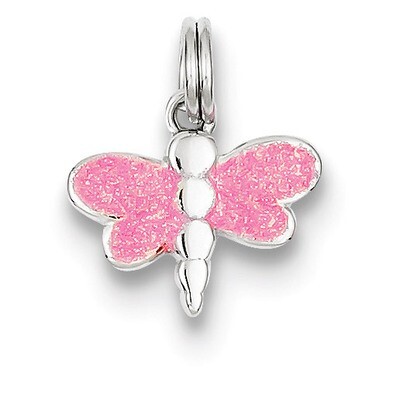 Glitter Enamel Dragonfly Charm Sterling Silver QC6270, MPN: QC6270, 191101561061