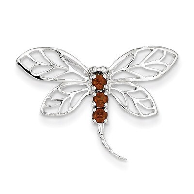 Garnet Dragonfly Pendant Sterling Silver Rhodium QDX620, MPN: QDX620, 883957496276