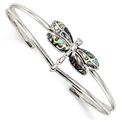 Abalone Dragonfly Bangle Bracelet Sterling Silver QB1161, MPN: QB1161, 886774006284