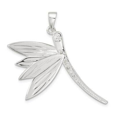 CZ Diamond Dragonfly Pendant Sterling Silver Polished QC11033, MPN: QC11033,