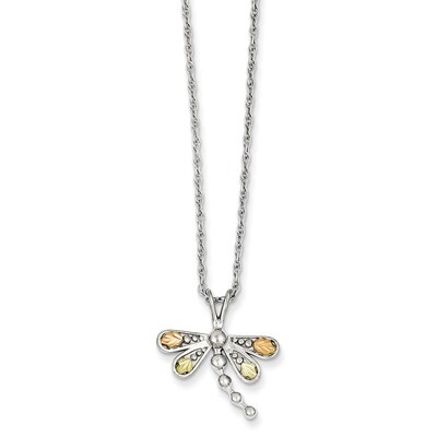 18 Inch 12k Gold Dragonfly Necklace Sterling Silver QBH186-18, MPN: QBH186-18, 784715500566