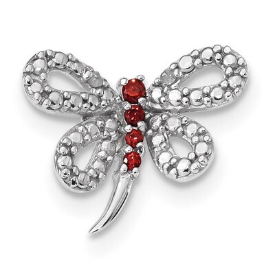 CZ Diamond Dragonfly Chain Slide Sterling Silver Rhodium-plated QP5012, MPN: QP5012,