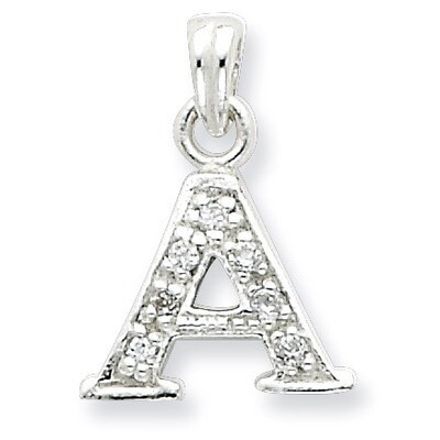 Initial A Pendant Sterling Silver Diamond QC6717A, MPN: QC6717A, 883957564036