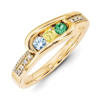 3 Birthstones Family Jewelry Diamond Semi-Set Ring 14k Yellow Gold XMR39/3, MPN: XMR39/3, 883957474…