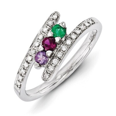 3 Birthstones Family Jewelry Diamond Semi-Set Ring 14k White Gold XMRW33/3, MPN: XMRW33/3, 88395738…