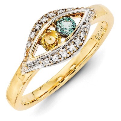 2 Birthstones Family Jewelry Diamond Semi-Set Ring 14k Yellow Gold XMR32/2, MPN: XMR32/2, 883957380…