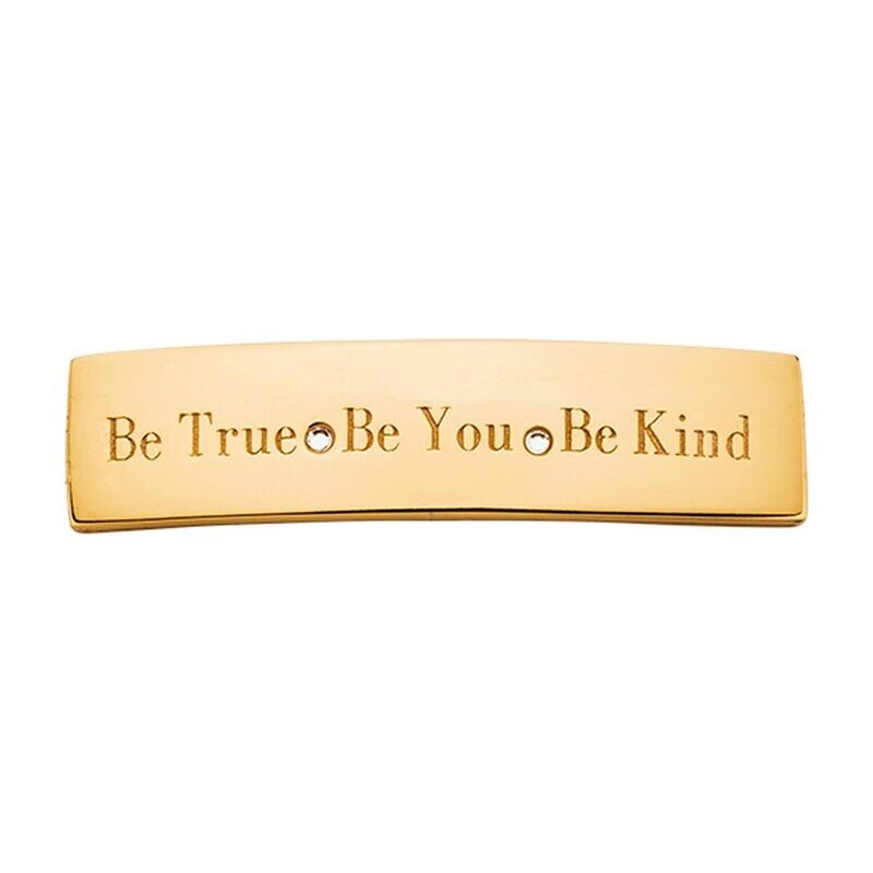 Nikki Lissoni Gold-plated Medium Tag of 42 x 9 mm with Swarovski Stones Be True. Be You. Be Kind. T…