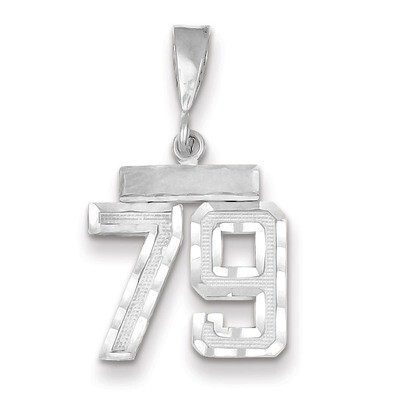 Number 79 Charm Small Diamond -cut 14k white Gold WSN79, MPN: WSN79, 883957114644