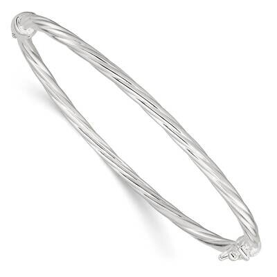 Twisted Hinged Bangle Sterling Silver Polished QB1428, MPN: QB1428, 196904154908