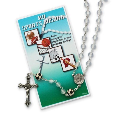 Girls White Soccer Sports Rosary GM19740, MPN: GM19740, 827225600941