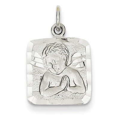Satin &amp; Diamond-cut Angel Charm 14k White Gold WCH48, MPN: WCH48, 883957412146