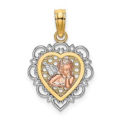 Small Angel In Heart Charm 14k Tri-Color Gold K9178, MPN: K9178, 637218076628