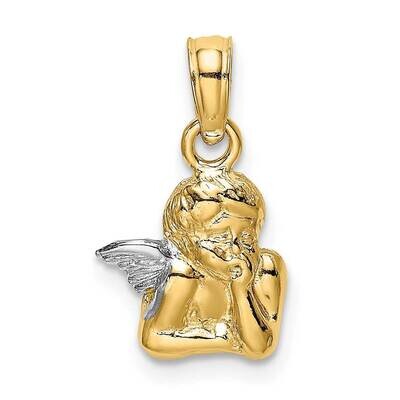 Angel Resting On Elbow with Rhodium Wing Charm 14k Gold K9001, MPN: K9001, 63721802179