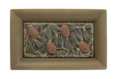 Mottahedeh Pine Cone Rectangular Platter Salmon &amp; Brown R1510SB, MPN: R1510SB,