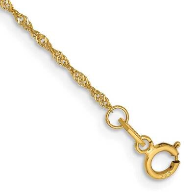 6 Inch 1.10mm Singapore with Spring Ring Clasp Chain 14k Gold PEN9-6, MPN: PEN9-6, 883957166230