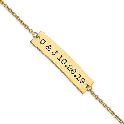Brushed Couple&#39;s Initials and Date Antiqued Bar Bracelet Gold-plated Sterling Silver XNA659GP, MPN:…