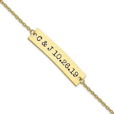 Couple&#39;s Initials and Date Antiqued Bar Bracelet 7 Inch 10k Gold Brushed 10XNA659Y, MPN: 10XNA659Y,
