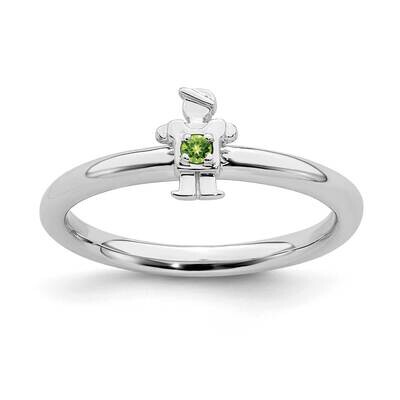 Peridot Boy Ring Sterling Silver Rhodium-plated QSK1918, MPN: QSK1918, 191101719943