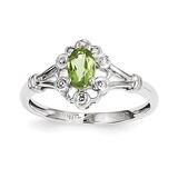 Peridot &amp; Diamond August Ring Sterling Silver QBR22AUG, MPN: QBR22AUG, 883957397351