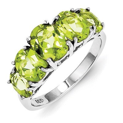 Peridot Ring Sterling Silver Rhodium QDX829, MPN: QDX829, 883957433769