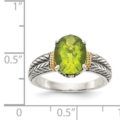 Peridot Ring Sterling Silver &amp; 14k Gold QTC871, MPN: QTC871, 883957441450