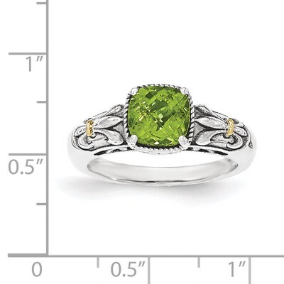 Peridot Ring Sterling Silver &amp; 14k Gold QTC1455, MPN: QTC1455, 886774378411
