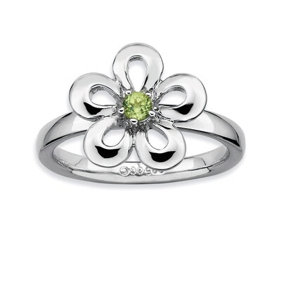Peridot Flower Ring - Sterling Silver Polished QSK119, MPN: QSK119, 886774210056