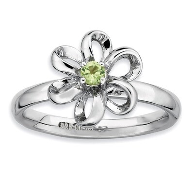 Peridot Flower Ring - Sterling Silver Polished QSK114, MPN: QSK114, 886774209814