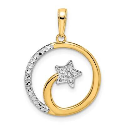 Shooting Star Pendant 14k Gold &amp; White Rhodium Diamond-Cut M2982, MPN: M2982, 196904073278