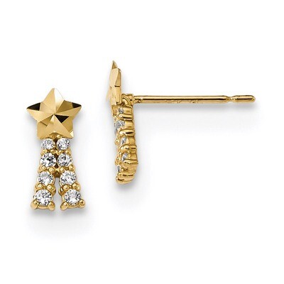 Madi K Kids CZ Diamond Shooting Star Post Earrings 14k Gold GK922, MPN: GK922,