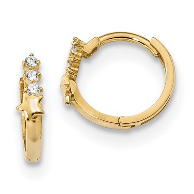 Madi K CZ Diamond Shooting Star Hinged Hoop Earrings 14k Gold GK924, MPN: GK924, 883957984575