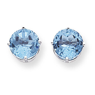 9mm Blue Topaz Earrings 14k White Gold XE76WBT, MPN: XE76WBT, 883957099552