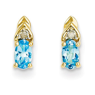 Diamond &amp; Blue Topaz Earrings 14k Gold XBS290, MPN: XBS290, 883957374208