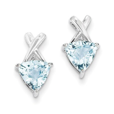 Blue Topaz and White Topaz Trillion Post Earrings 14k White Gold XE2590BT, MPN: XE2590BT, 883957469…