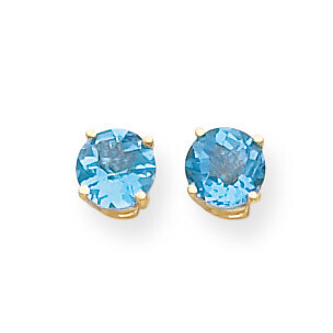 6mm Blue Topaz Checker Earrings 14k Gold XE73BC, MPN: XE73BC, 883957097602