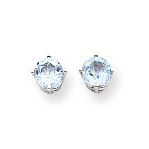 5mm Blue Topaz Earrings 14k White Gold XE72WBT, MPN: XE72WBT, 883957097404