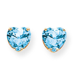 8mm Heart Blue Topaz earring 14k Gold XE100BT, MPN: XE100BT, 883957341132