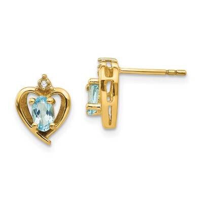 Diamond &amp; Blue Topaz Earrings 14k Gold XBS506, MPN: XBS506, 883957445144