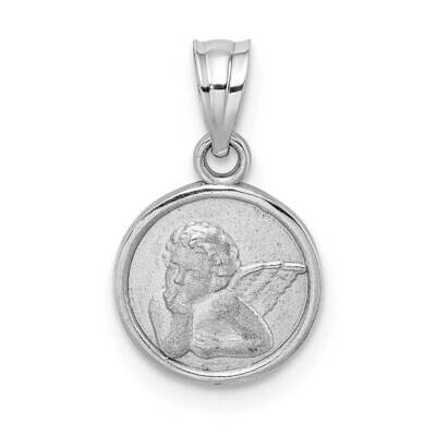 10Mm Engraved Angel Coin Charm 14k White Gold K9705, MPN: K9705, 196904088432