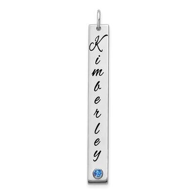 Large Personalized Vertical Bar with 18k Gold Bezel Birthstone Charm 10k White Gold 10XNA1096W, MPN…