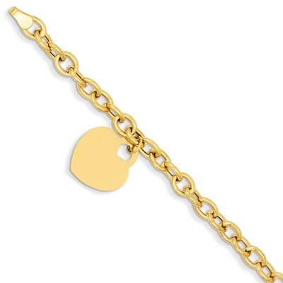 Heart Charm Bracelet 7.5 Inch 14k Gold SF372-7.5, MPN: SF372-7.5, 883957550060