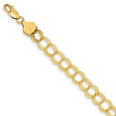 Triple Link Charm Bracelet 7 Inch 14k Gold Solid DO537-7, MPN: DO537-7, 883957478166